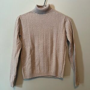 100% Cotton Croft & Barrow Beige Cable Knit Turtleneck Sweater